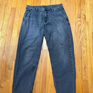 Uniqlo Jeans Mens MediumGray Drawstring Relaxed Taper Wide Leg Baggy Denim Pants